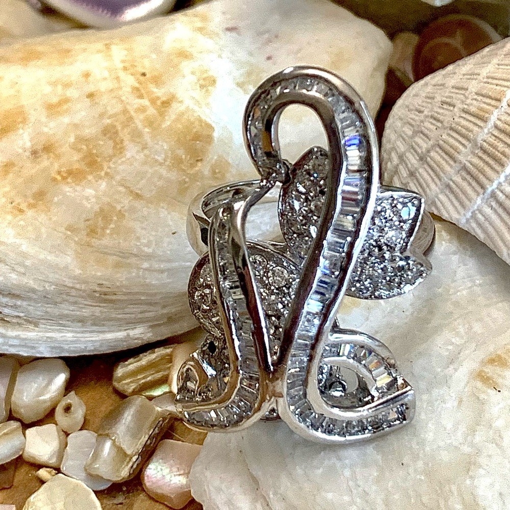 Designed Baguette Sterling Silver Ring